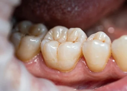 Dental crowns on a molar tooth