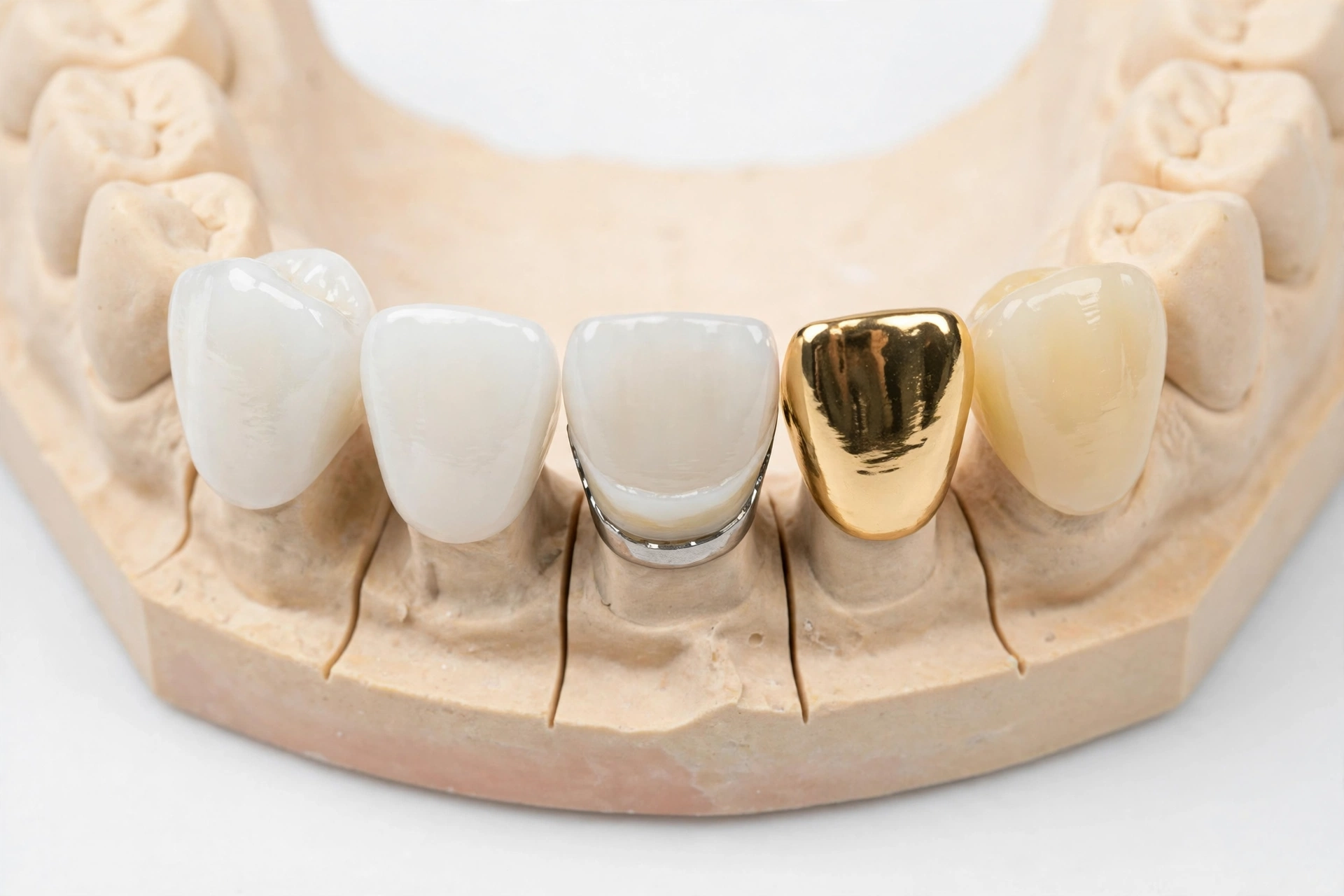 Five types of dental crowns compared